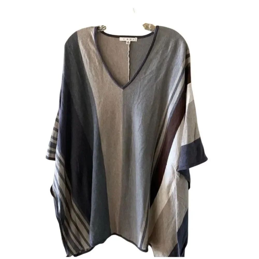 Cabi gray tan neutral sweater poncho M